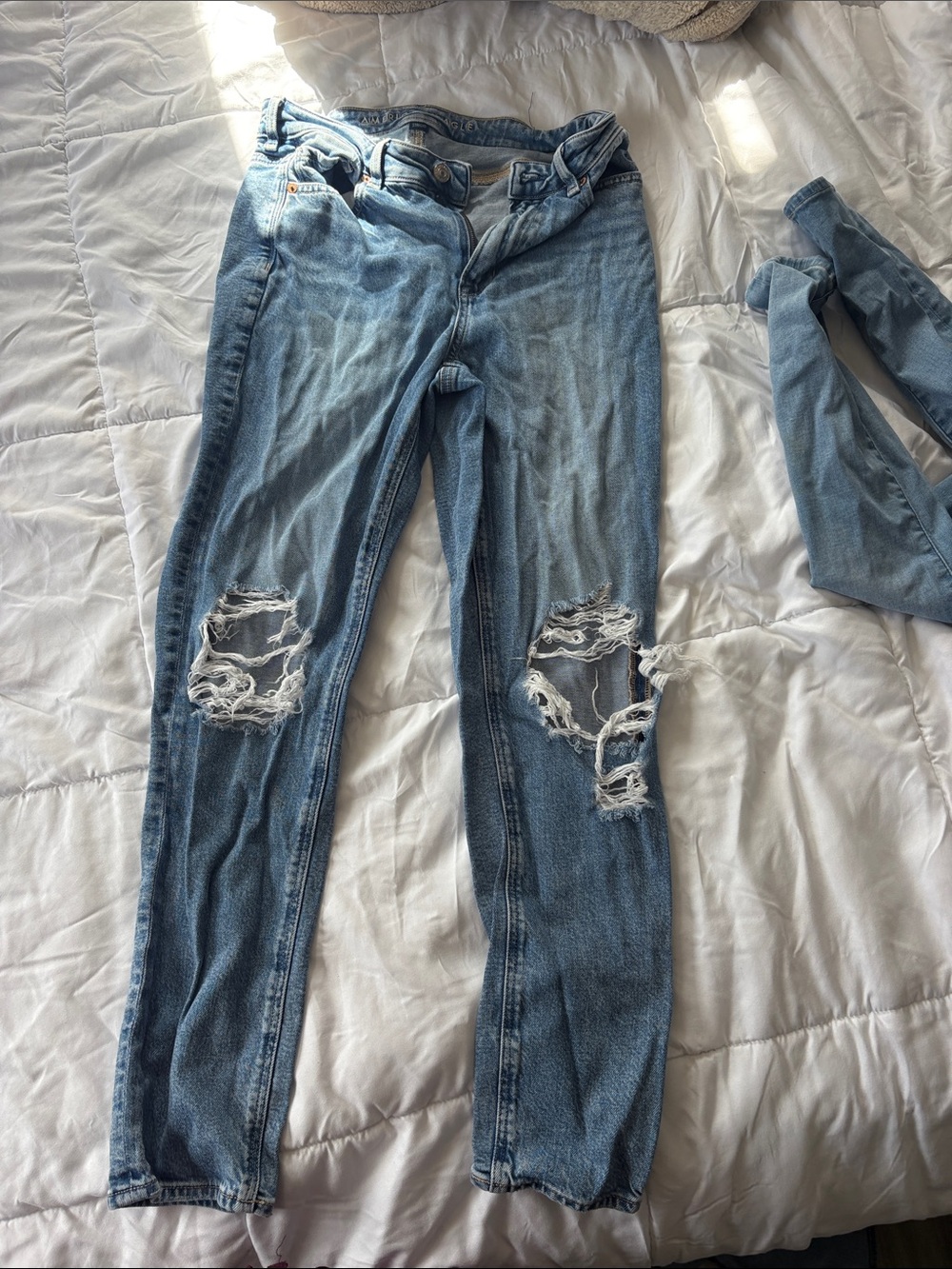 American Eagle Outfitters Light Blue Distressed Skinny Jeans